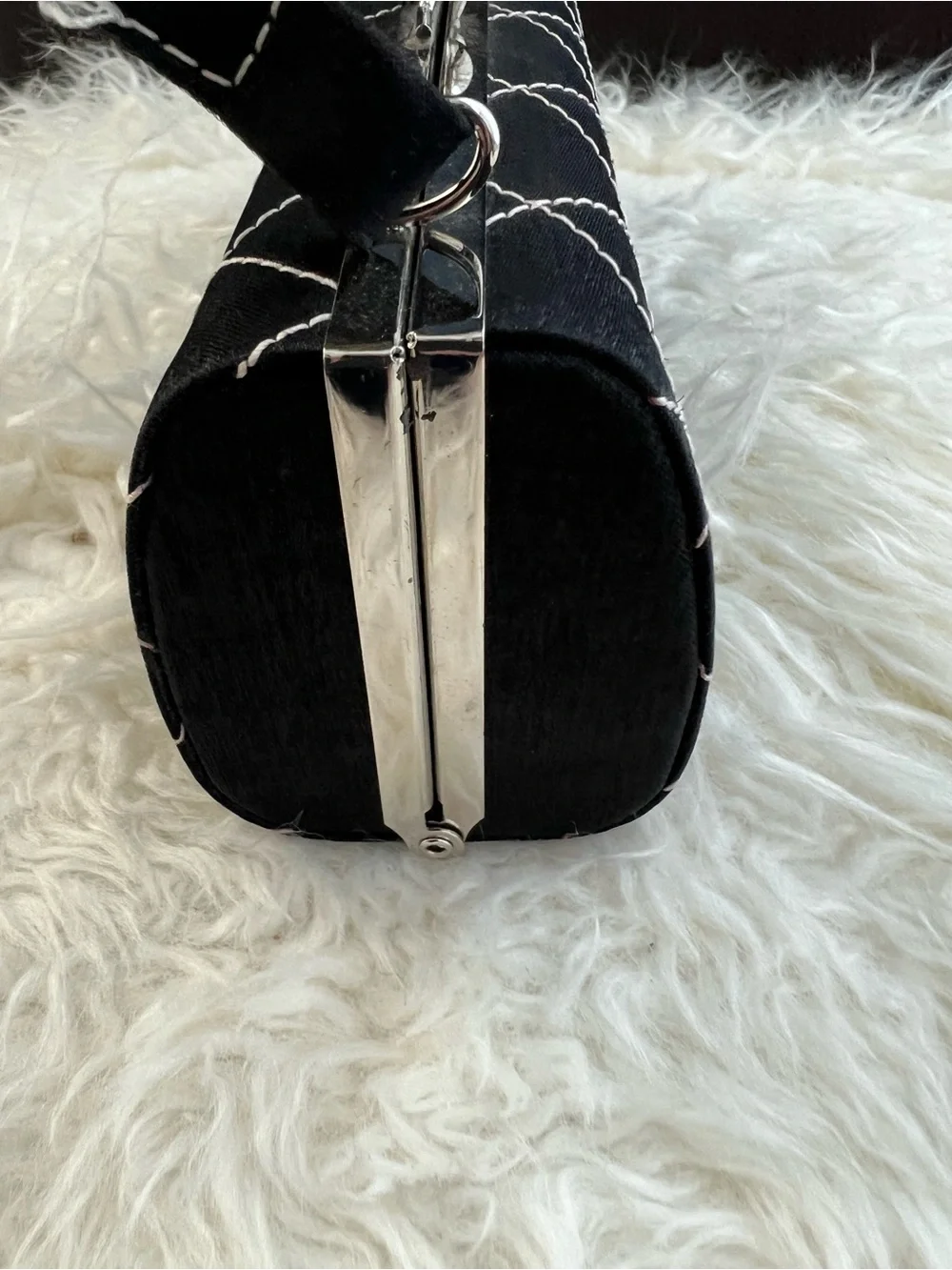 Black Quilted Top-Handle Evening Bag